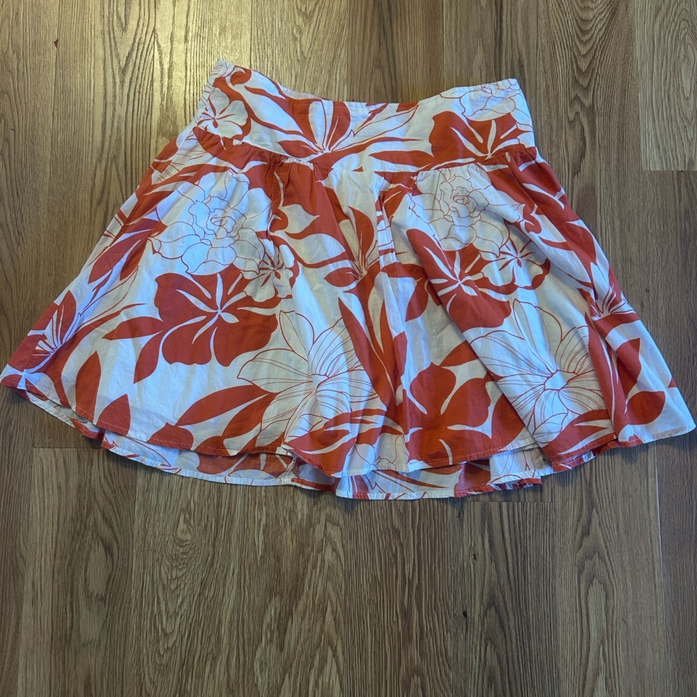 Roxy Orange and White Floral Skater Skirt